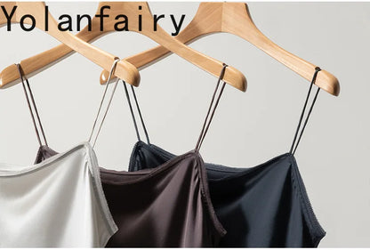 YOLANFAIRY 93% Real Mulberry Silk Camis Woman Clothing 2026 High Quality Silk Satin Tops Women's Tanks Top Sleeveless Basicwear
