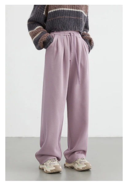 CHIC VEN Women's Pant Streetwear Solid Loose New Drawstring Sports Casual Trousers High Waisted Pants Autumn Winter 2025