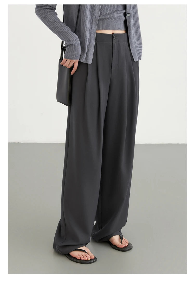 CHIC VEN Women Pants New Casual High Waisted Female Pleated Trousers Drooping Wide Leg Long Pant Office Lady Spring Summer 2025