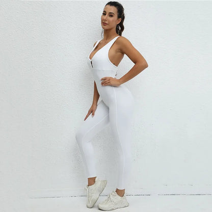 Seamless Yoga Jumpsuits Sports Fitness One-Piece Tight Sleeveless Beauty Back Workout Gym Running Training Bodysuits for Women
