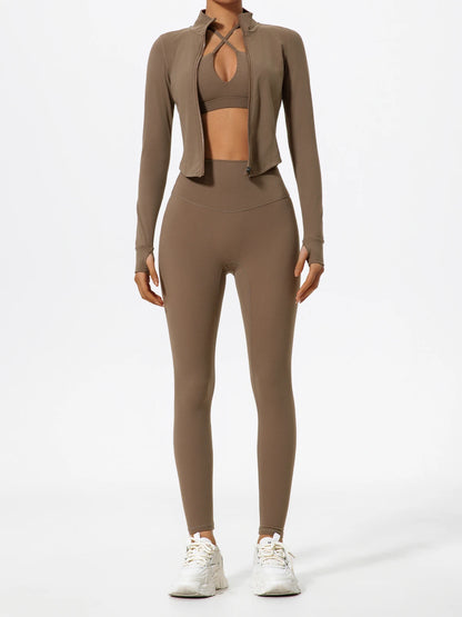 Hearuisavy Summer Ultra-Soft Fabrics 2Pcs Long Sleeve Gym Set Women Quick-Dry Yoga Clothes Workout Leggings Suit Sports Jackets