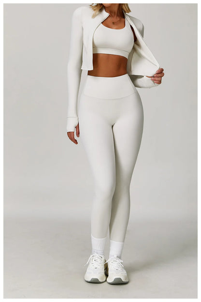 3PCS Yoga Set Gym Clothes 2 PCS Sportswear Women Yoga Suits Fitness Set women's Tracksuits Sports Jacket Long Sleeve Gym Legging
