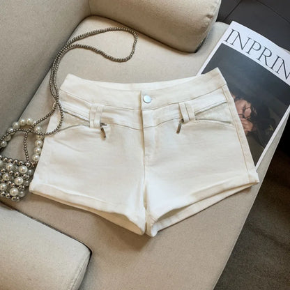 DEAT Fashion Casual Cargo Shorts Women's Khaki Lace Pocket Trim High Waist Daily Streetwear Hot Pants Summer New 7A3928
