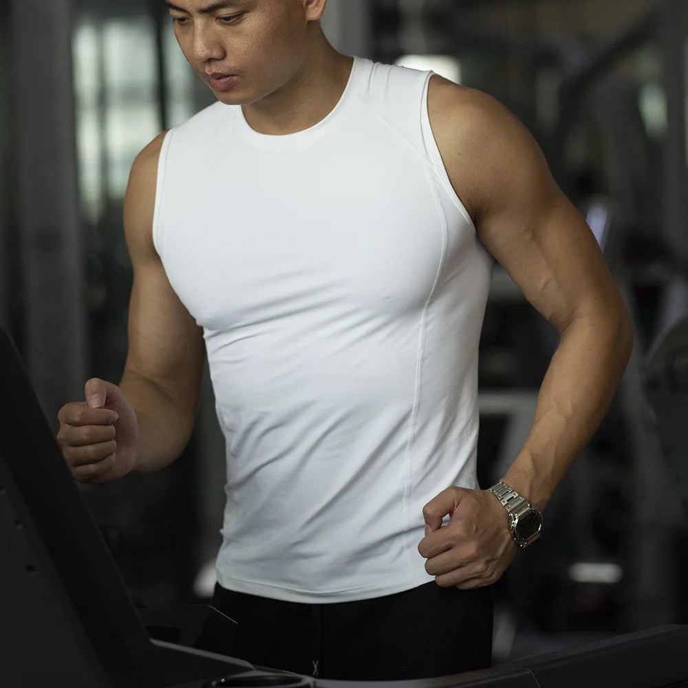 Custom LOGO men's fitness quick-drying vest tights vest elastic breathable sweat sleeveless high-elastic training clothes top