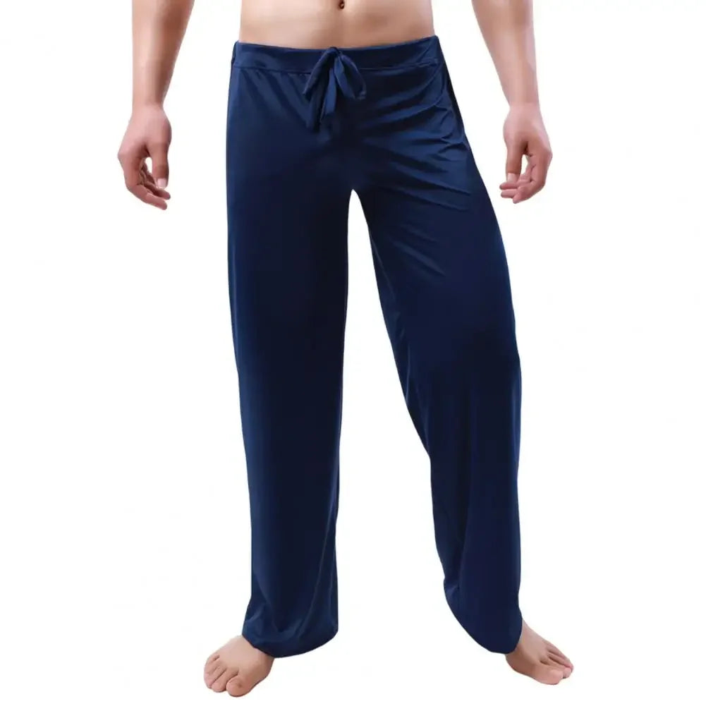 Men Yoga Pants Low Waist Drawstring Straight Loose Pajama Pants Thin Sports Comfortable Elastic Waist Men Sports Trousers