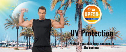 TACVASEN UPF 50+ TANK TOPS Quick Dry Sleeveless T-shirts Mens Summer Gym Fitness Running Tee Shirts Trainning tshirts Swimming