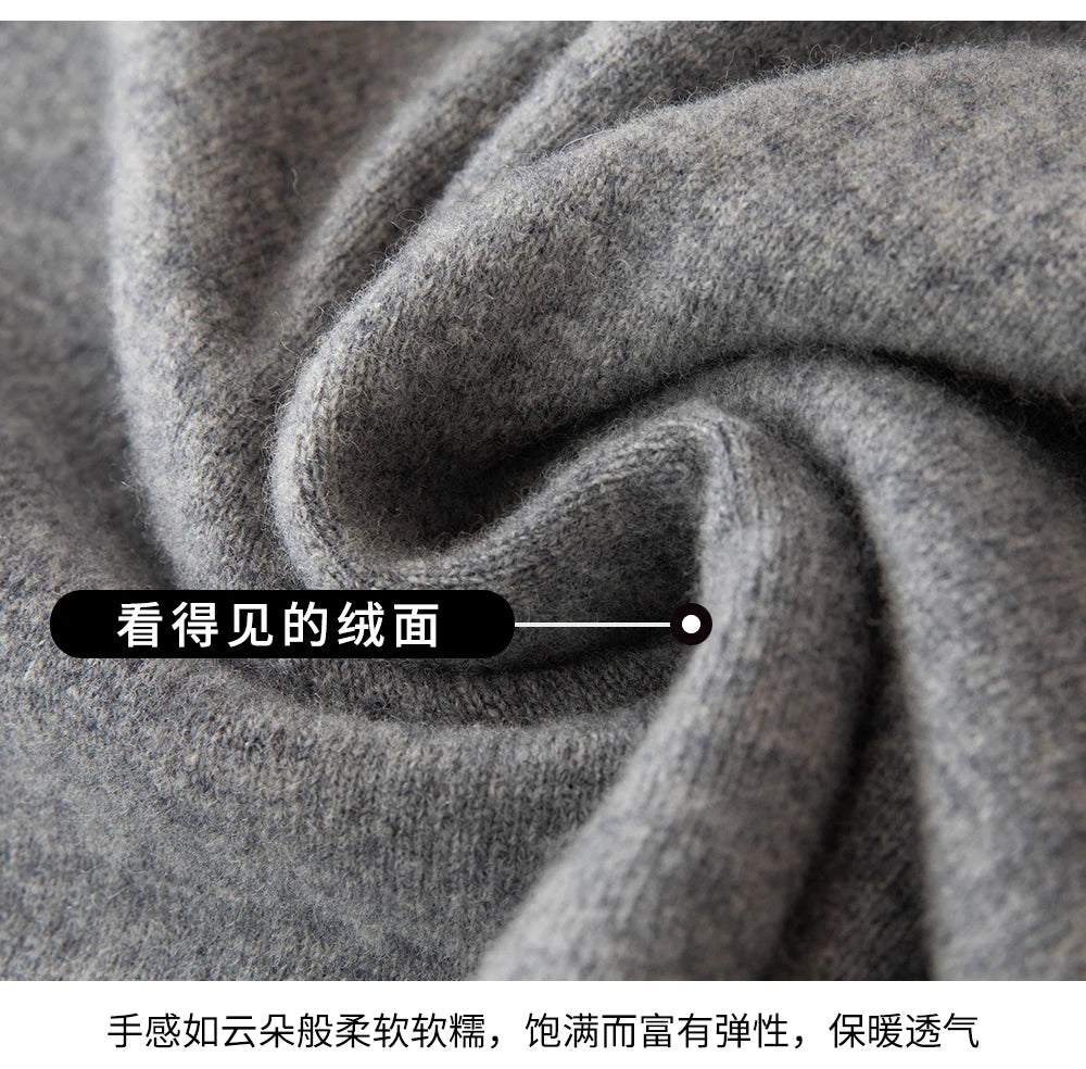 Autumn Winter 100%Wool Knit Pullover Men's O-Neck Color Block Sweater Jumper Fashion Thicken Loose Tops Clothing Warm Base Shirt