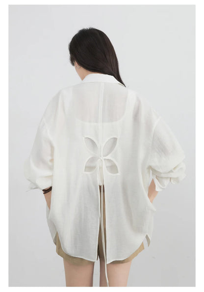 CHIC VEN Women Long Sleeve Shirts Solid Loose Casual New Style Design Back Hollow Out Shirt Female Blouse Spring Summer 2026