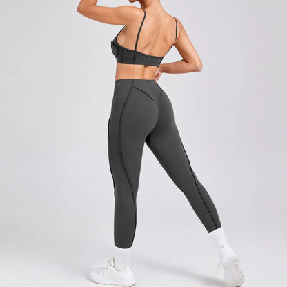 Hearuisavy 2025 New Style 2Pcs Sports Suit Women Workout Bra Suit Running Gym High Waist Legging Quick Dry Tight Yoga Clothing