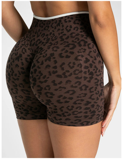 Leopard Print Yoga Shorts Women Seamless High Waist Workout Shorts Fitness Yoga Lift Butt Fitness Yoga Gym Running Short Pants