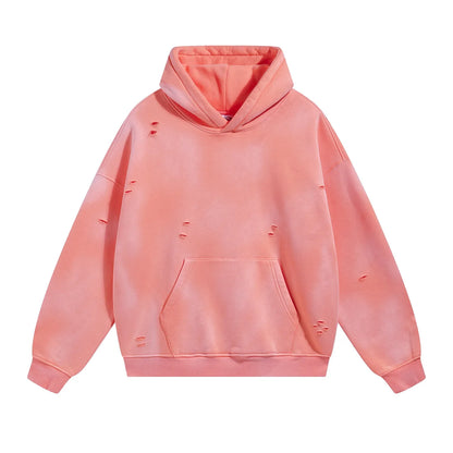 Custom LOGO autumn winter men's women's new white spray dyeing washing water 360G velvet cotton polyester sweatshirt sweatpants