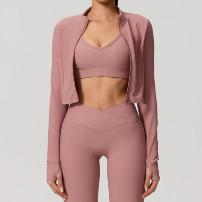 Summer Women Gym Zipper Long Sleeve Jacket Outdoors Workout Yoga Top Female Slim tight Clothes Women Quick-Dry Sportswear