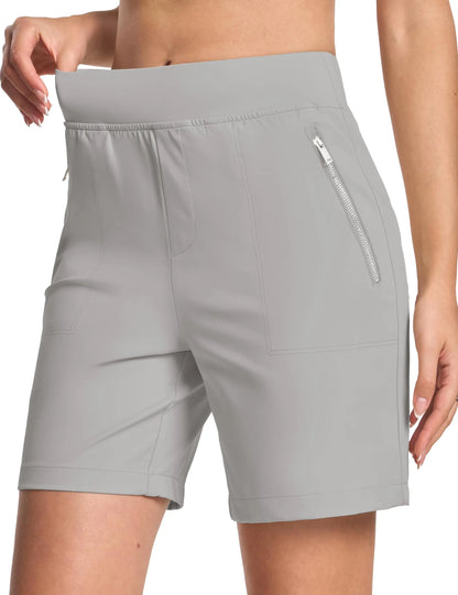 TACVASEN Women's High Waisted Hiking Golf Shorts with 4 Pockets 7" Lightweight Stretchy Athletic Running Summer Shorts Quick Dry