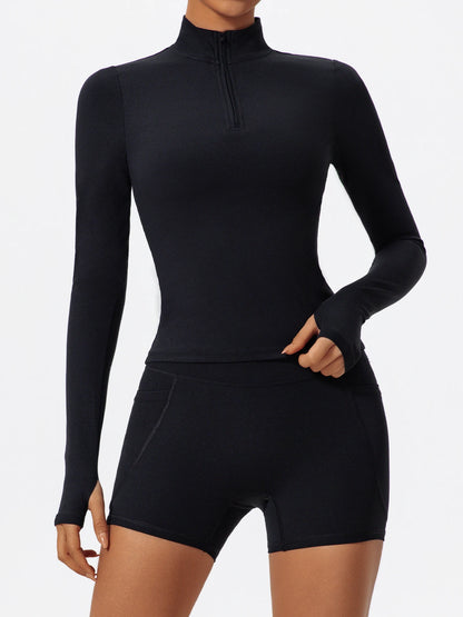 Hearuisavy Summer Half Zipper Yoga Suit Outdoor Workout Clothing Gym Set Women Flared Pants 2Pcs Sports Long Sleeves Shirt Suit