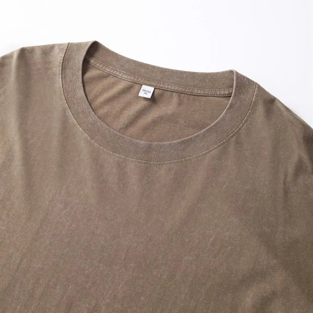 Custom Logo DIY Brand 100% Cotton Retro Washed  Cotton Long Sleeve T-Shirts For Men Unisex Oversized Loose Crew Neck Streetwears