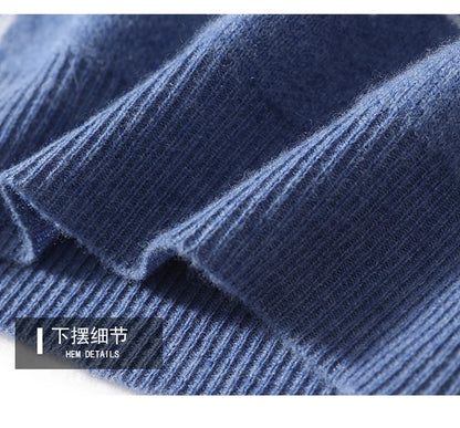 Autumn/Winter 100% Pure Wool Men's O-Neck Thick Business Sweater Loose Casual Wool Knit Bottoming Shirt Men's Sweater