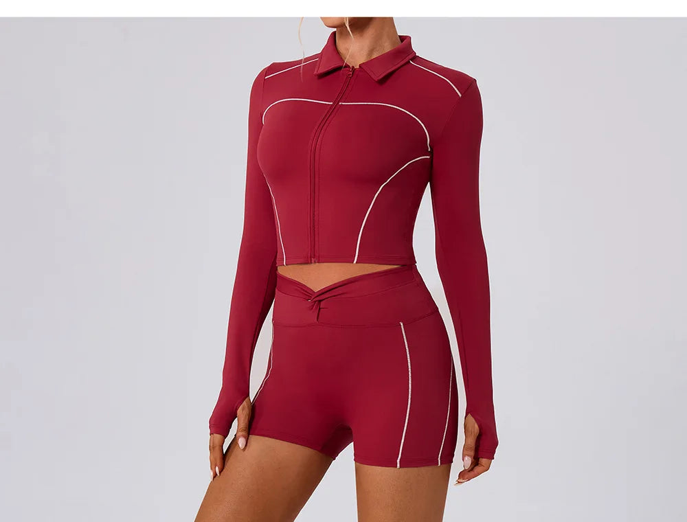 Women's Fitness Yoga Shirts Sports Jackets Gym Yoga Long Sleeve Running Coats Female Workout Clothes For Cycling Activewear