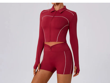 Women's Fitness Yoga Shirts Sports Jackets Gym Yoga Long Sleeve Running Coats Female Workout Clothes For Cycling Activewear