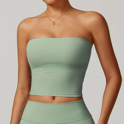 Custom LOGO Women's Strapless Tube Top Sexy Back Sports Underwear Women's Shockproof Quick-Drying Fitness Yoga Top
