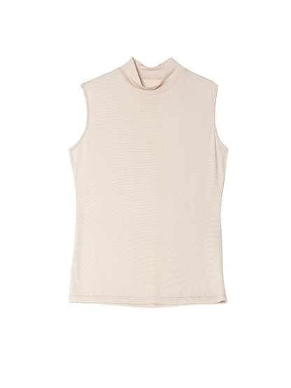 SuyaDream. Women Solid Tanks, 92%Real Silk, Mock Neck, Sleeveless Chic T Shirt, 2025 Solid Summer Vests