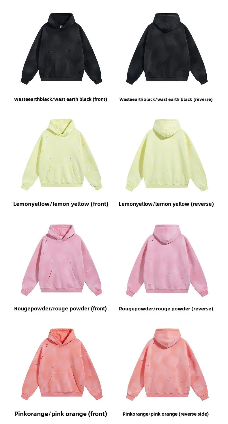 Custom LOGO autumn winter men's women's new white spray dyeing washing water 360G velvet cotton polyester sweatshirt sweatpants