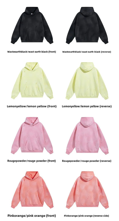 Custom LOGO autumn winter men's women's new white spray dyeing washing water 360G velvet cotton polyester sweatshirt sweatpants