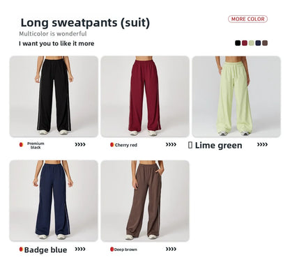 Custom LOGO women's new casual sweater wide-leg trousers comfortable outdoor fashion sports jogging shorts cycling two-piece set