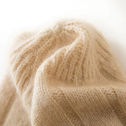 Thickened Outdoor Hat Autumn And Winter Men's And Women's Pullover 100%cashmere Hat With Groove Strip Casual And Warm Woolen Hat