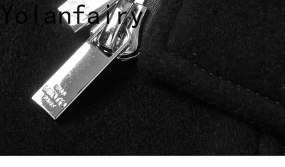 YOLANFAIRY 2025 Light Luxury 95% Wool 5% Cashmere Coats for Men Fashion Woolen Jacket Man Clothing Detachable Lapel Wool Coat