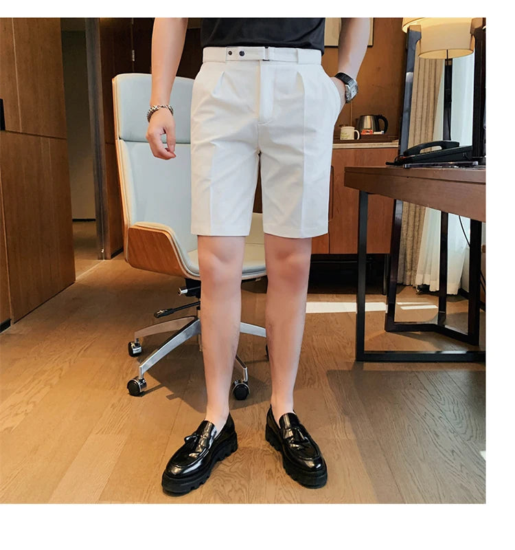 4 Color Summer British Style Suit Shorts 2023 Men Naples Business Casual Slim Fit Short Pant Fashion Slim Fit Solid Color Pants