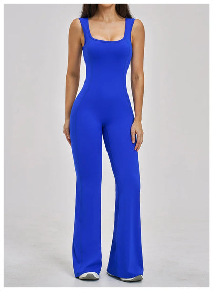 TRY TO BN Women Yoga Jumpsuit Beautiful Back High Strength Fitness Workout Bodysuit One Piece Sportswear Flare Pants Gym Clothes