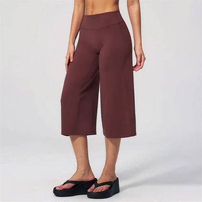 TRY TO BN Wide Leg Yoga Medium Pants Women Naked Feel High Waist Tummy Control Buttery Soft Gym Fitness Running Workout Bottoms