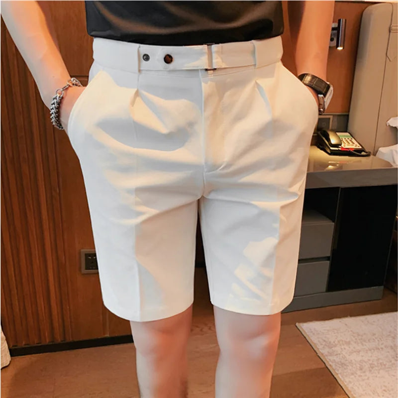 4 Color Summer British Style Suit Shorts 2023 Men Naples Business Casual Slim Fit Short Pant Fashion Slim Fit Solid Color Pants