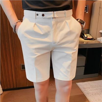 4 Color Summer British Style Suit Shorts 2023 Men Naples Business Casual Slim Fit Short Pant Fashion Slim Fit Solid Color Pants