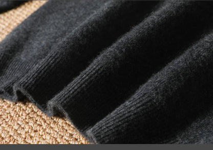 Autumn Winter New Men's Cashmere Sweater Thickened Round Neck Pullover With Contrast Color Loose Casual Knitted100% Wool Sweater