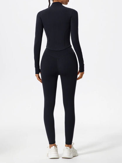 Hearuisavy Summer Ultra-Soft Fabrics 2Pcs Long Sleeve Gym Set Women Quick-Dry Yoga Clothes Workout Leggings Suit Sports Jackets