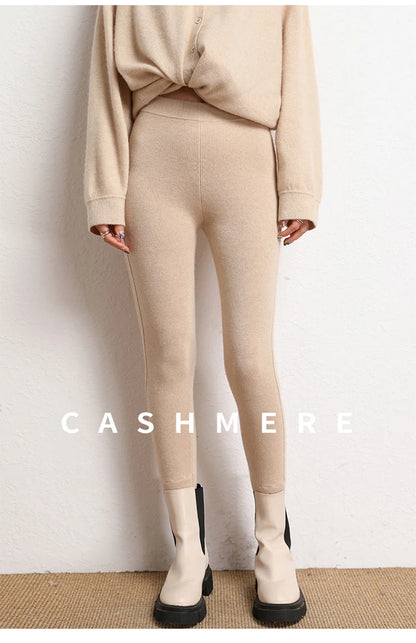 High Quality Women 100% Cashmere Legging Basic Soft elastic Pants Autumn Winter Cashmere Knitted Legging Trousers Warm Comfy