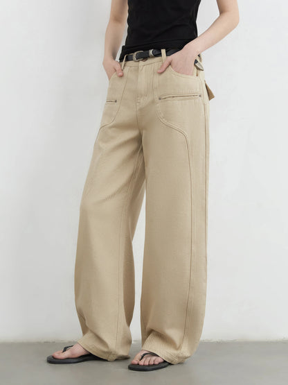 CHIC VEN Women Jeans Solid Loose Casual New Split Wide Leg Denim Pant Workwear Female Trousers Spring Autumn 2025