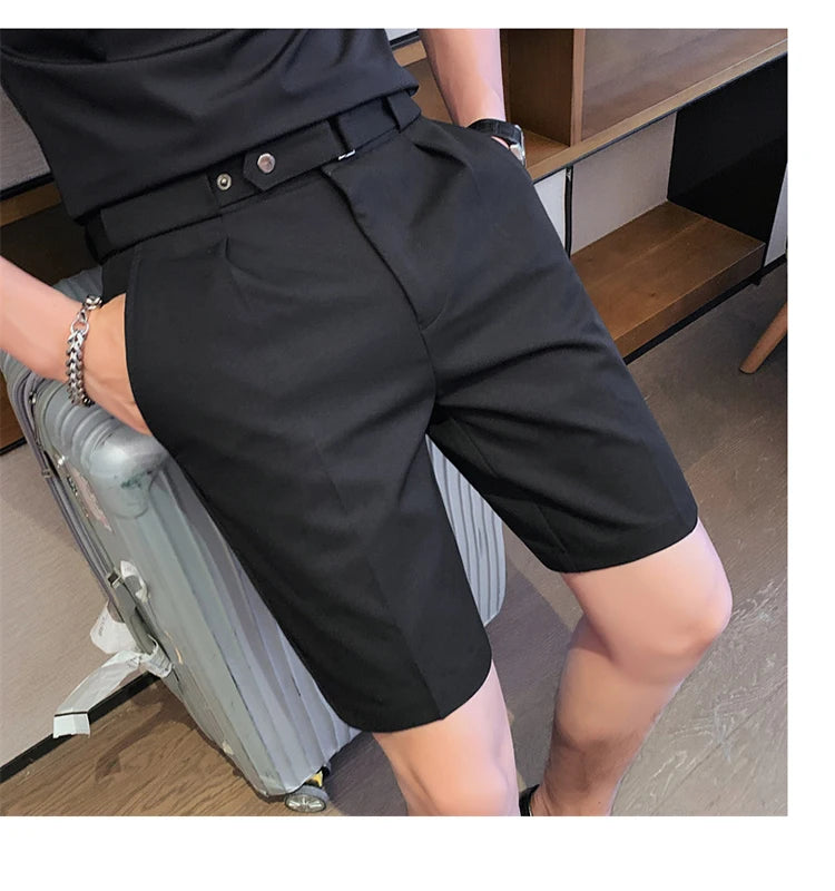 4 Color Summer British Style Suit Shorts 2023 Men Naples Business Casual Slim Fit Short Pant Fashion Slim Fit Solid Color Pants