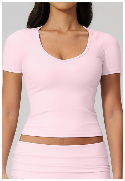 Sexy Women Yoga Shirts Fitness Sports T-Shirts Gym Workout Short Sleeve Top Running Active Wear Femme Sports Top Workout Shirts