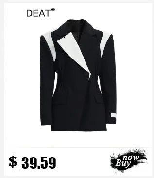 DEAT Fashion Women's Jackets Big Lapel Long Sleves Waist Retraction Zipper 3D Pockets Decoration Coats Spring 2025 New 7AB1819