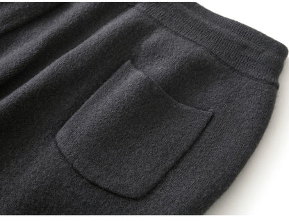 Men's Wool Pants Elastic Waist 2025 Autumn Winter Thick Casual Cashmere Trousers 100% Merino Wool Knitted Mid Seam Sport Pants