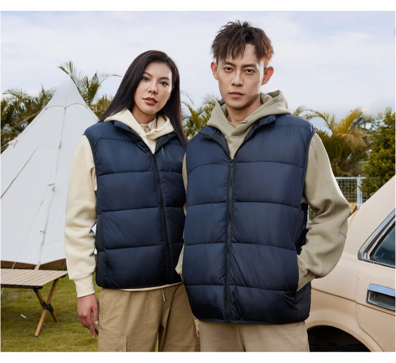 Winter Warm Down Vest Custom Team Logo Casual Sleeveless Jacket Printing Pattern Chill -proof Coat Production Company Brand Text