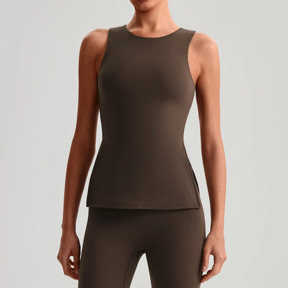 Solid Color Women Fitness Tight Short Yoga T -Shirt Tank Cropped Breathable Sports Running Vest Gym Clothing With Padded Cups