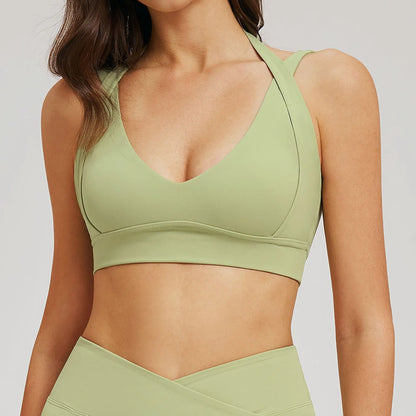 Solid Color Yoga Bra Women Sexy Gym Workout Crop Top Shockproof Sports Underwear Female Beautiful Back Sports Bra Fitness Top