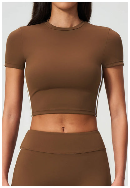 Sexy Women's Yoga Short Sleeve Fitness Sports T-Shirts Gym Clothes Push Up Running Tight Femme Yoga Workout Shirts Active Wear