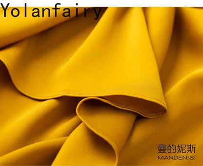 YOLANFAIRY 19momme 93% Mulberry Silk Spaghetti Strap Dress for Women Elegant Mid-length Sexy Real Silk Summer Dresses Woman 원피스