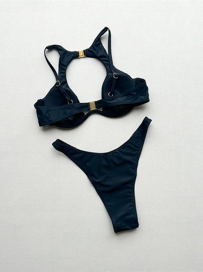 3PCS With Skirt Underwired Cut Out Bikini Women Swimwear Female Swimsuit Three-pieces Bikini set Bather Bathing Suit Swim V7733