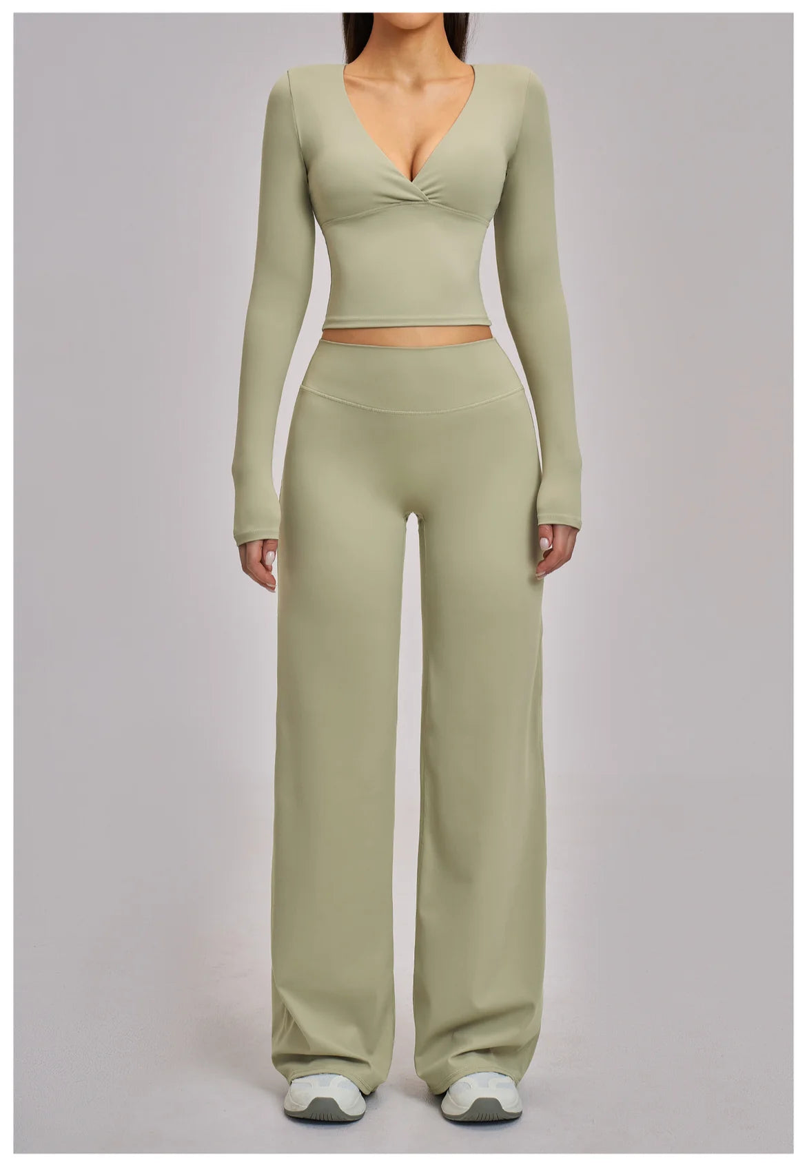 2PCS Yoga Set Women Tracksuits Workout Outfits Sportswear Gym Clothing Female Fitness Long Sleeve High Waist Leggings Yoga Suit