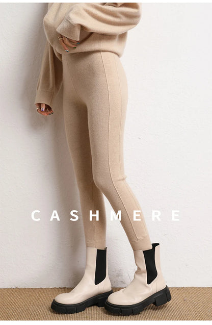High Quality Women 100% Cashmere Legging Basic Soft elastic Pants Autumn Winter Cashmere Knitted Legging Trousers Warm Comfy